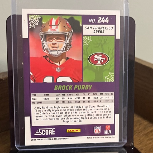 🏈 Brock Purdy 2024 Panini Score Score-A-Treat NFL Football Trading Card #244 - Picture 2 of 3
